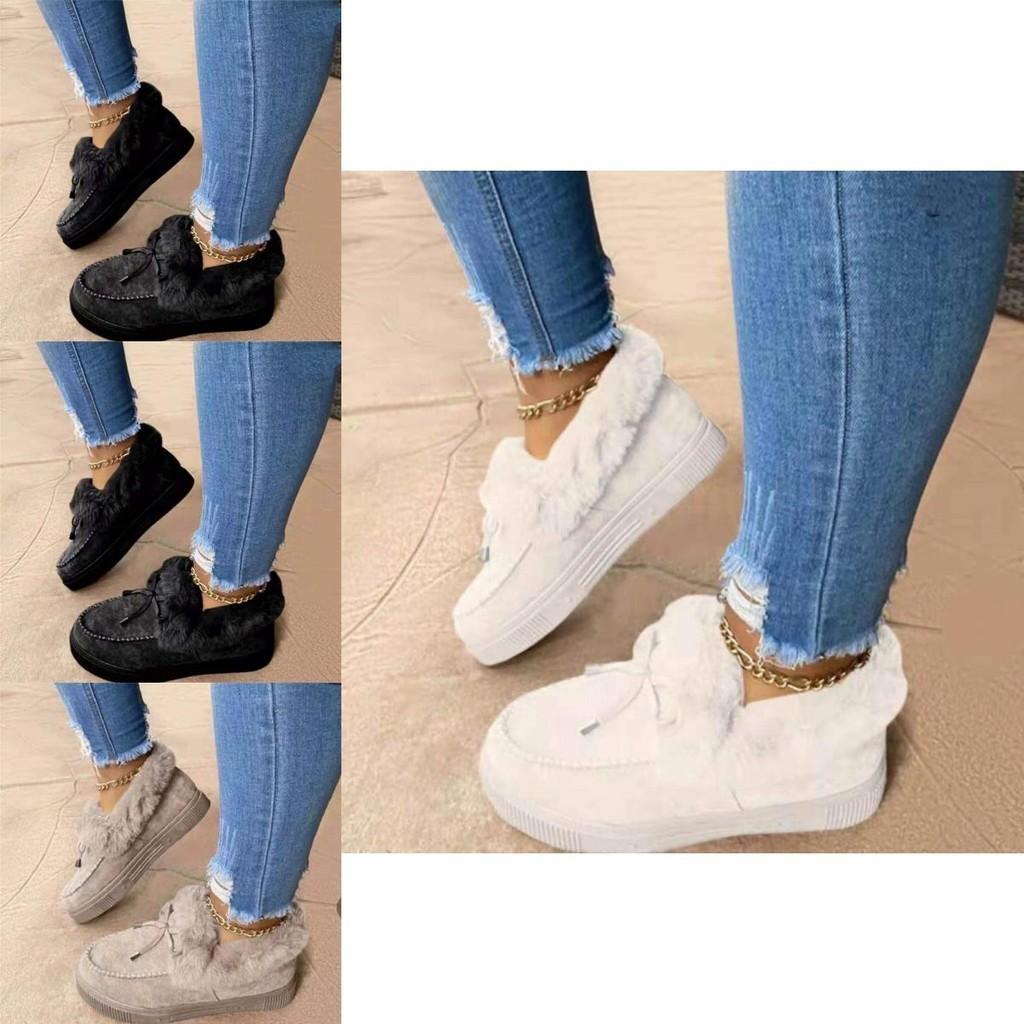 Cozy Plush Snow Shoes Women's Winter Thick Soled Round Head Slippers