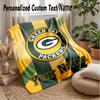 Green Bay Packers Custom Flannel Throw Blanket Print Your Name Text Soft Warm Blanket Holiday Present