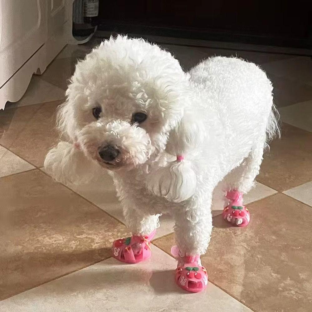4Pcs/Set Cartoon Dog Summer Jelly Sandals Non-slip Hollow Puppy Shoes  Outdoor Hiking