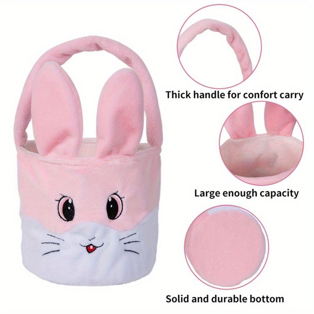 New Easter Rabbit Buckets Soft Cute Bunny Basket Long Ear Storage Bag Happy Easter