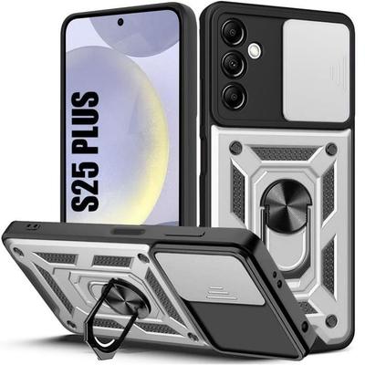Case for Samsung Galaxy S25 Plus (Galaxy S25+) Silver - Shockproof Rigid Back Ring Stand Reinforced Edge