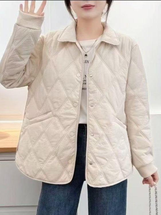 Plus Size Women's Slimming Autumn/Winter Lightweight Cotton Lapel Jacket