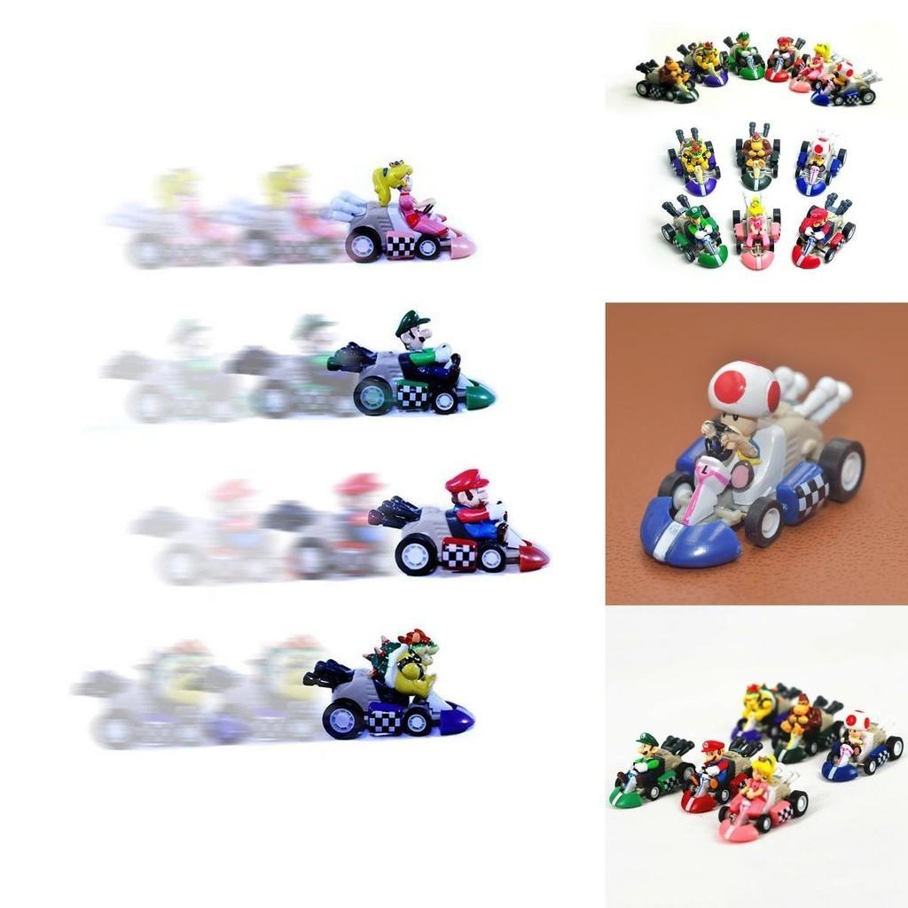 Super Mario Bros Kart Pull Back Car Action Figure Set 6 Pcs Colorful Collectibles