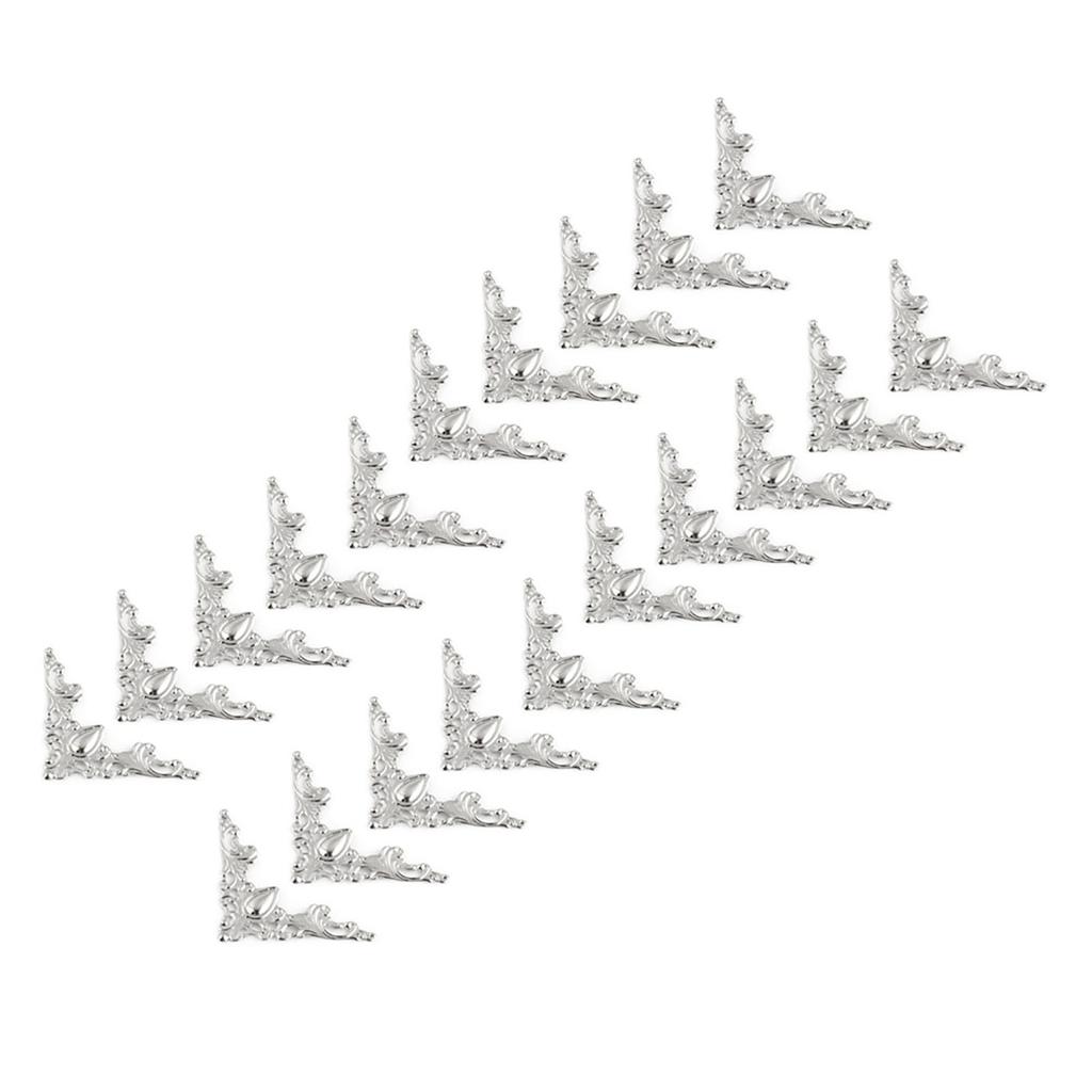 20 pcs Antique Metal Box Book Scrapbooking Albums Corner Protectors Decorative Cover(White)