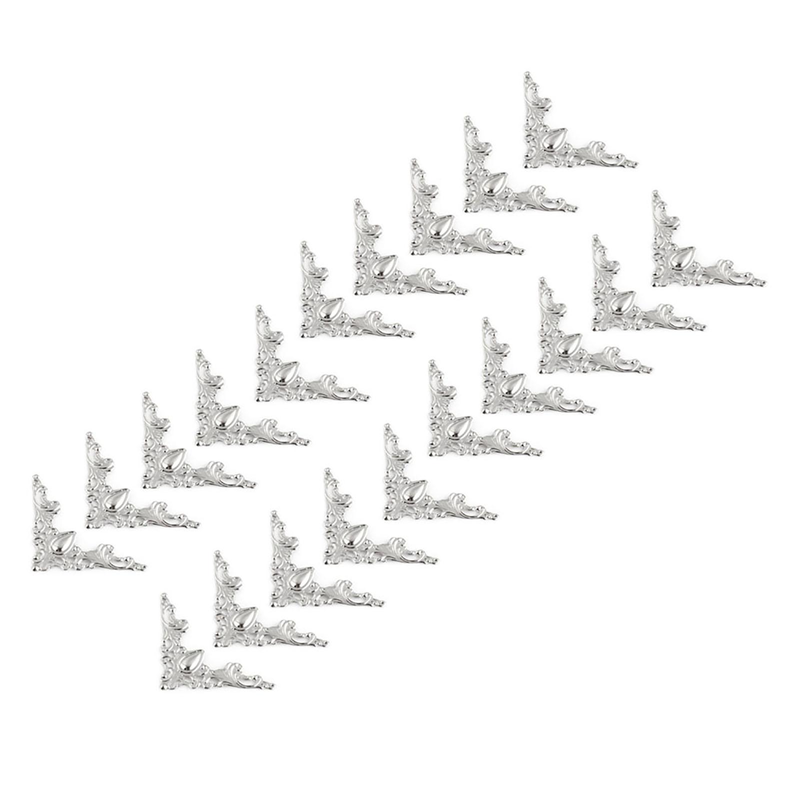

20 pcs Antique Metal Box Book Scrapbooking Albums Corner Protectors Decorative Cover(White) белый