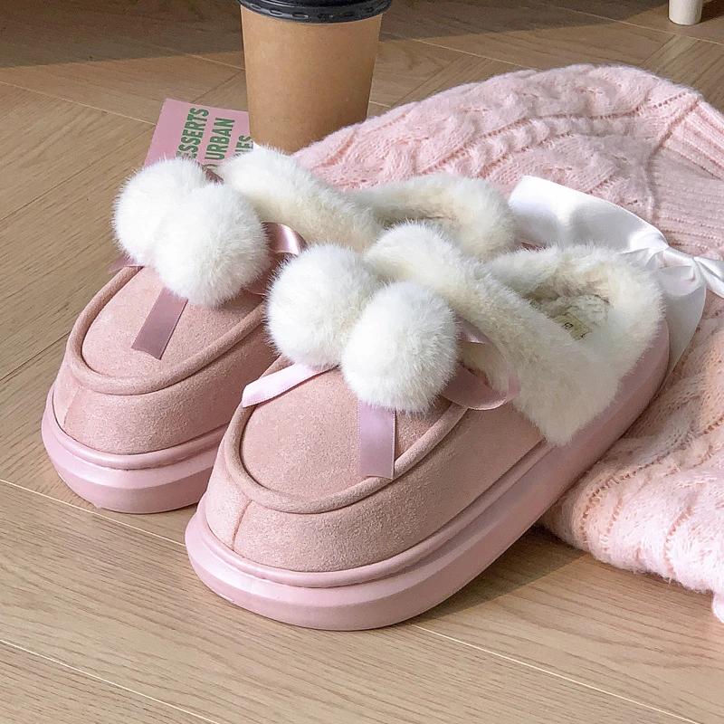 2024 Осень и Зима Новые Хлопковые Тапочки Женские Толстая Подошва Домашние Теплые Хлопковые Тапочки 40-41 розовый 2550₽