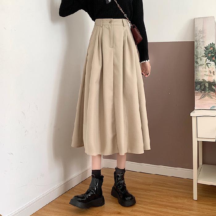 

Chic Retro A-line High-Waisted Mid-Length French Drape Skirt for Women – Spring/Autumn 2026 Trend 3XL