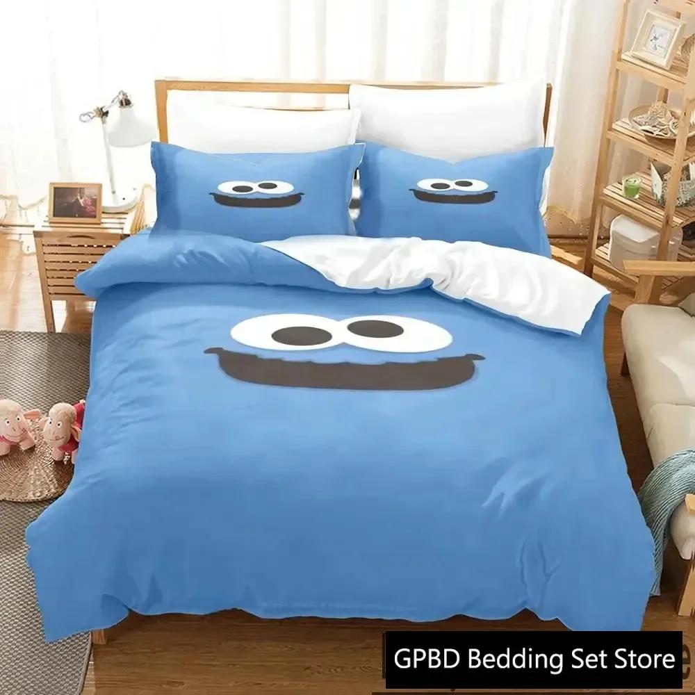 3D Print Cookie Cartoon Monster Anime Bedding Set Double Twin King Duvet Cover Comforter Pillowcase Boys Girls Adults Bedroom