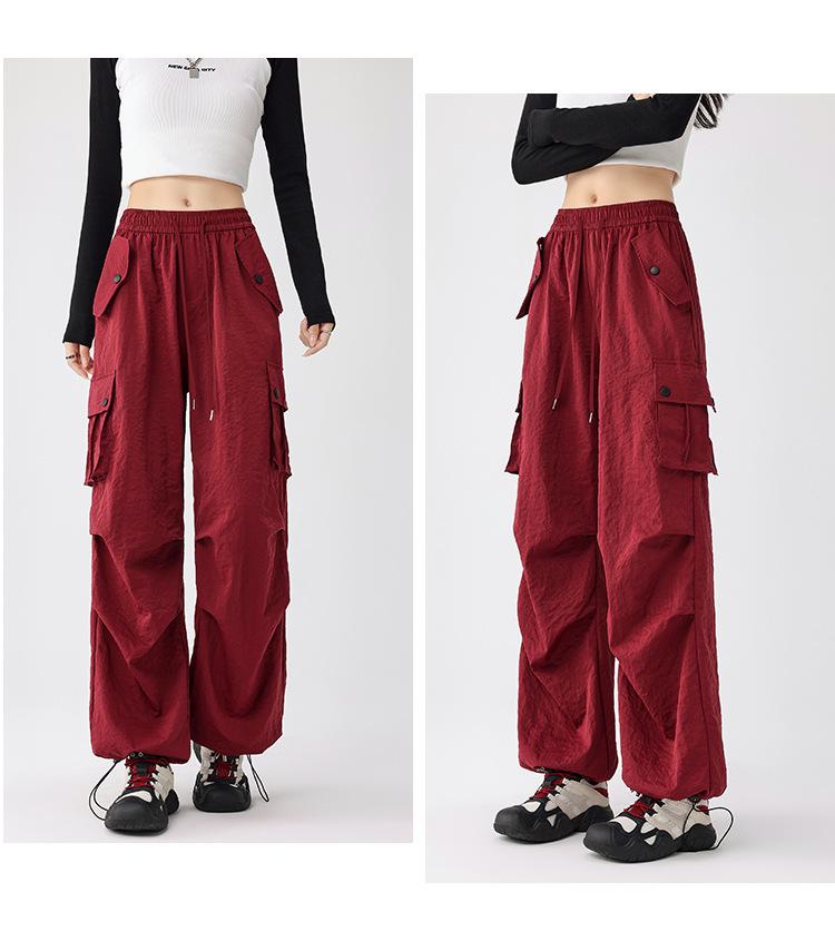 Women's High Waist Quick-Dry Parachute Pants: Summer 2025 Trendy Casual Wide Leg Sportswear