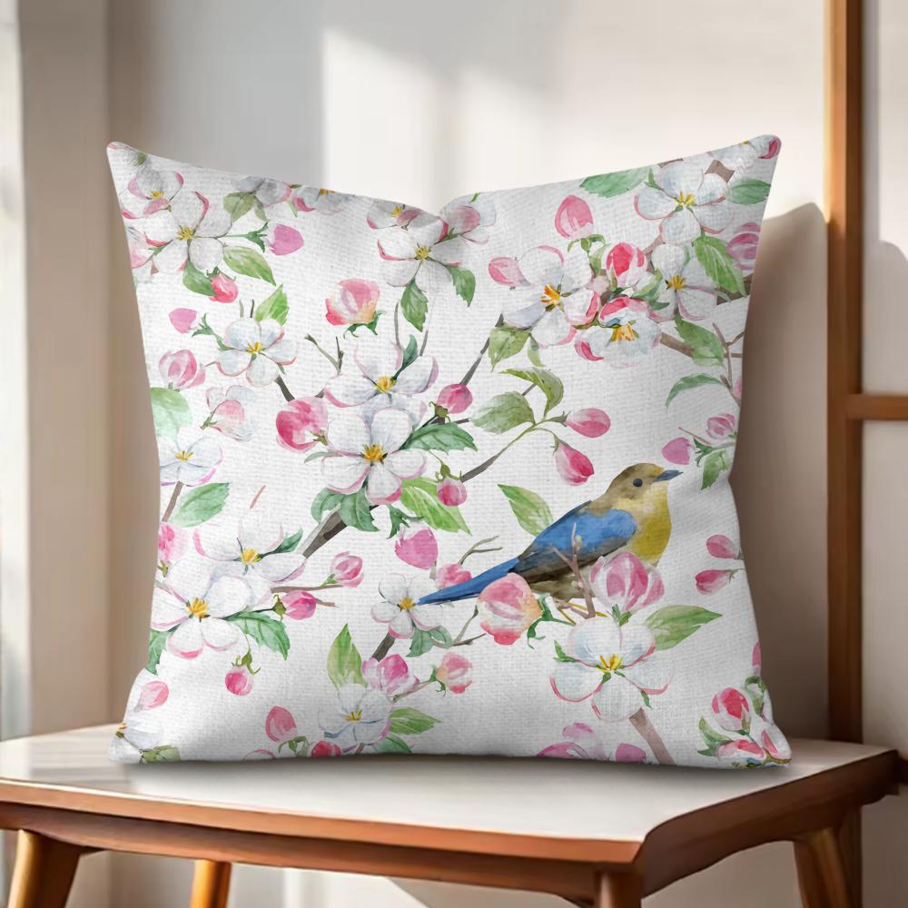 Minimalist Floral Art Cushion Cover Natural Linen Organic Fabric DoubleSided Printing Couch Pillow Covers Home Decor Gift