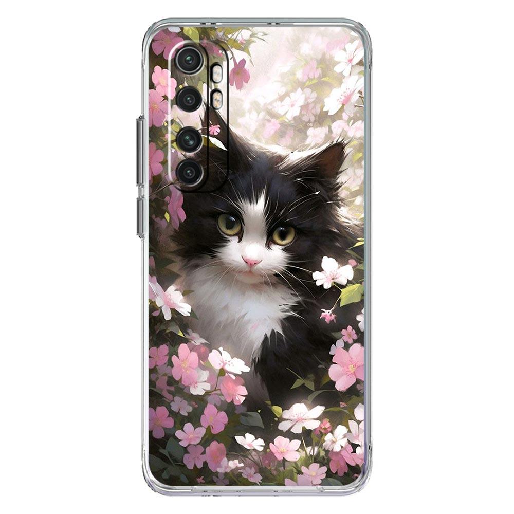 Phone Case For Xiaomi Poco X6 X5 NFC X3 F6 F5 Pro F4 F3 M3 14 13T 12T 12 13 Lite 11 Mi 5G Clear Cover Cute Detection cat