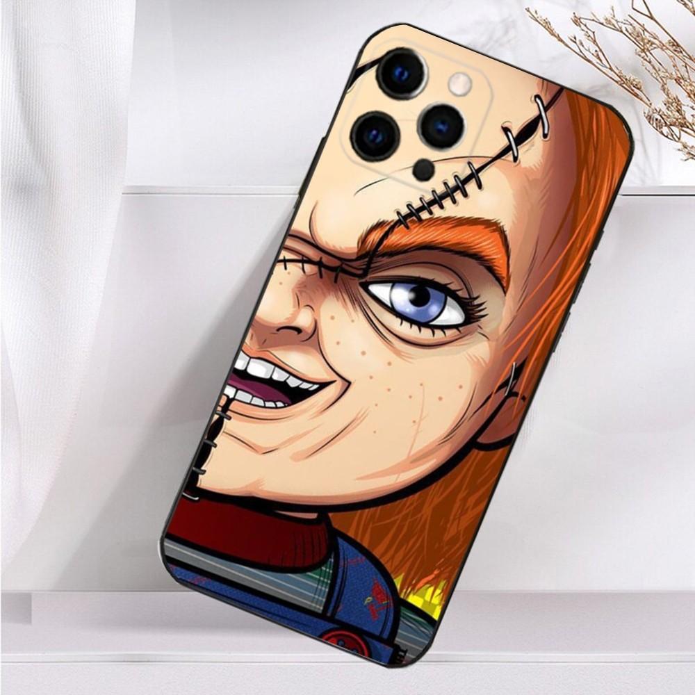 Cute C-Chucky-S F-Film Phone Case For iPhone 16,15,14,13,12,11 Plus,Pro Max,XS,X,XR,SE,Mini,8,7 Soft Silicone Black Cover