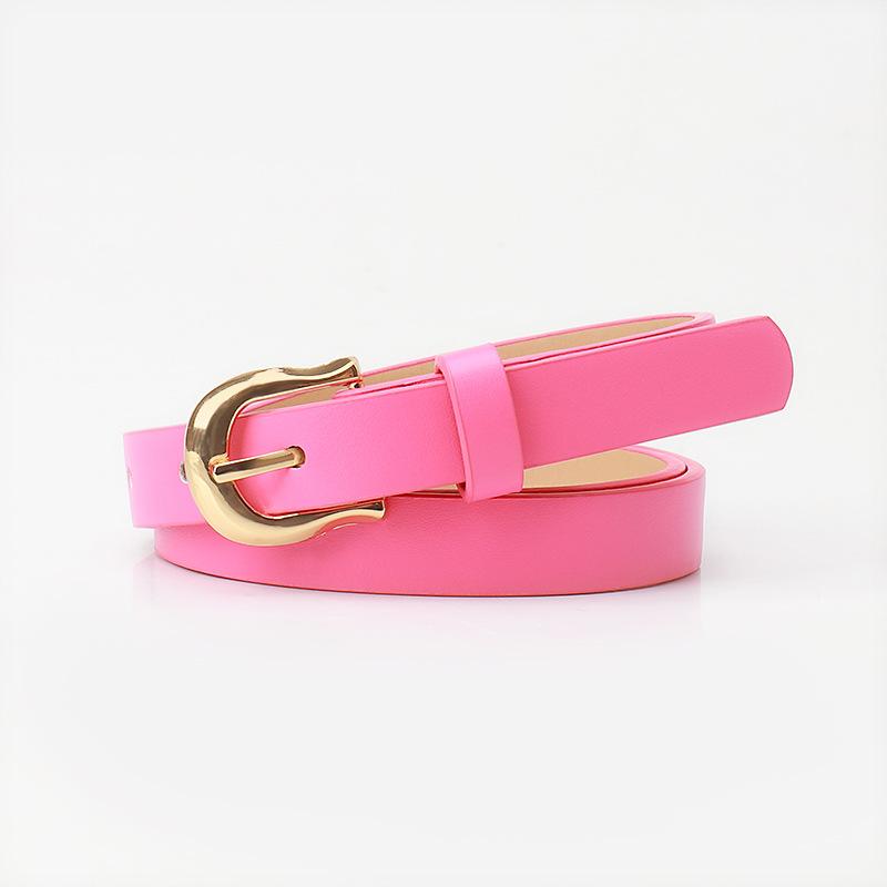 Ceinture plate à boucle ardillon pour femme, couleur bonbon, simple, décorée de vent, pour jeans