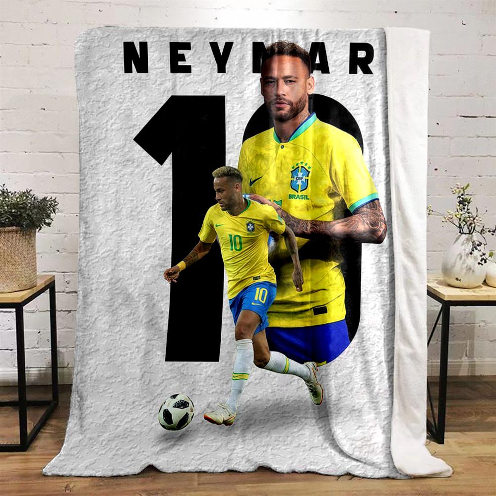 Brazil Soccer Player Neymar Design Warm blanket Flannel blanket for bedroom, living room, sofa, and nap