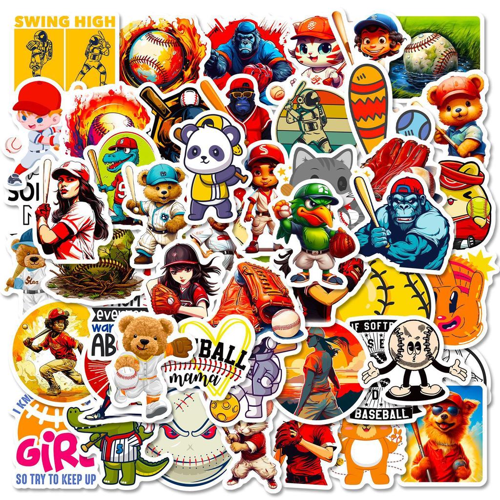 50 Stickers Baseball Softball Sports Stickers Diy Can Be Repeatedly Pasted Waterproof Gu Card Sticker