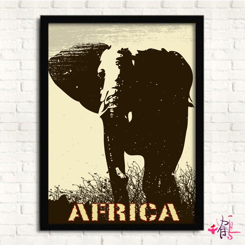 Африка Дикие Животные Жираф Слон Лев Животный Принт Настенная Картина Холст Картина — фото 4