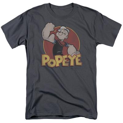Popeye Retro Ring T Shirt Mens Sailor Man Licensed IDW Comic Tee Charcoal