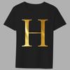 Fashion T-shirt Black Men's 26 English Letters Gold Printing Pattern Series Casual Round Neck Commuter Comfortable Top T-Shirts Men’s