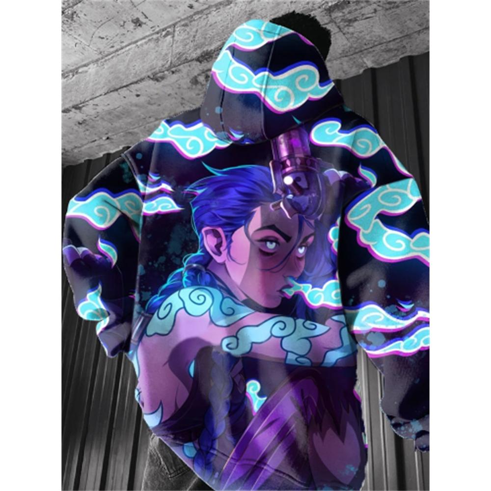 Popular Anime Arcane League Jinx Hoodies 3D Printing Men/Women Cartoon Tracksuit Sweatshirt Long Sleeve Pullover Man Hoodied