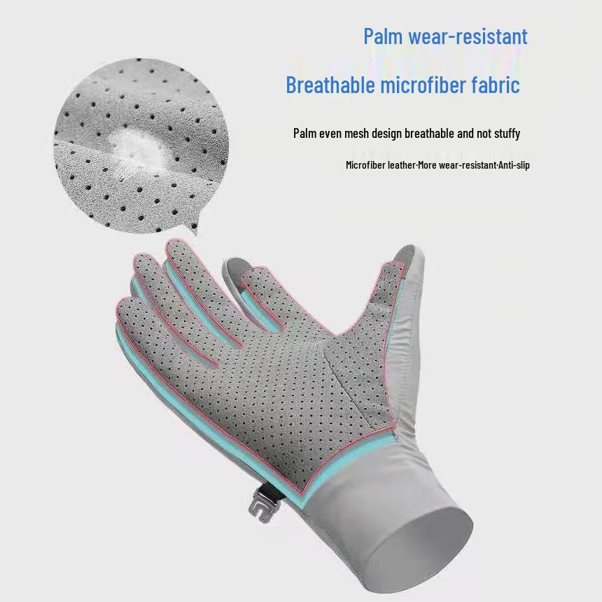 Bezprsté rukavice z ledového hedvábí - Unisex, Tenké, Protiskluzové, Chránící před sluncem pro letní cyklistiku, řízení a rybaření
