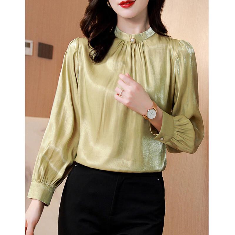 Srcr Women s Elegant Loose Long Sleeve Chiffon Blouse L