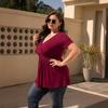 Letní dámské tričko Plus Size Tričko s výstřihem do V a krátkým rukávem