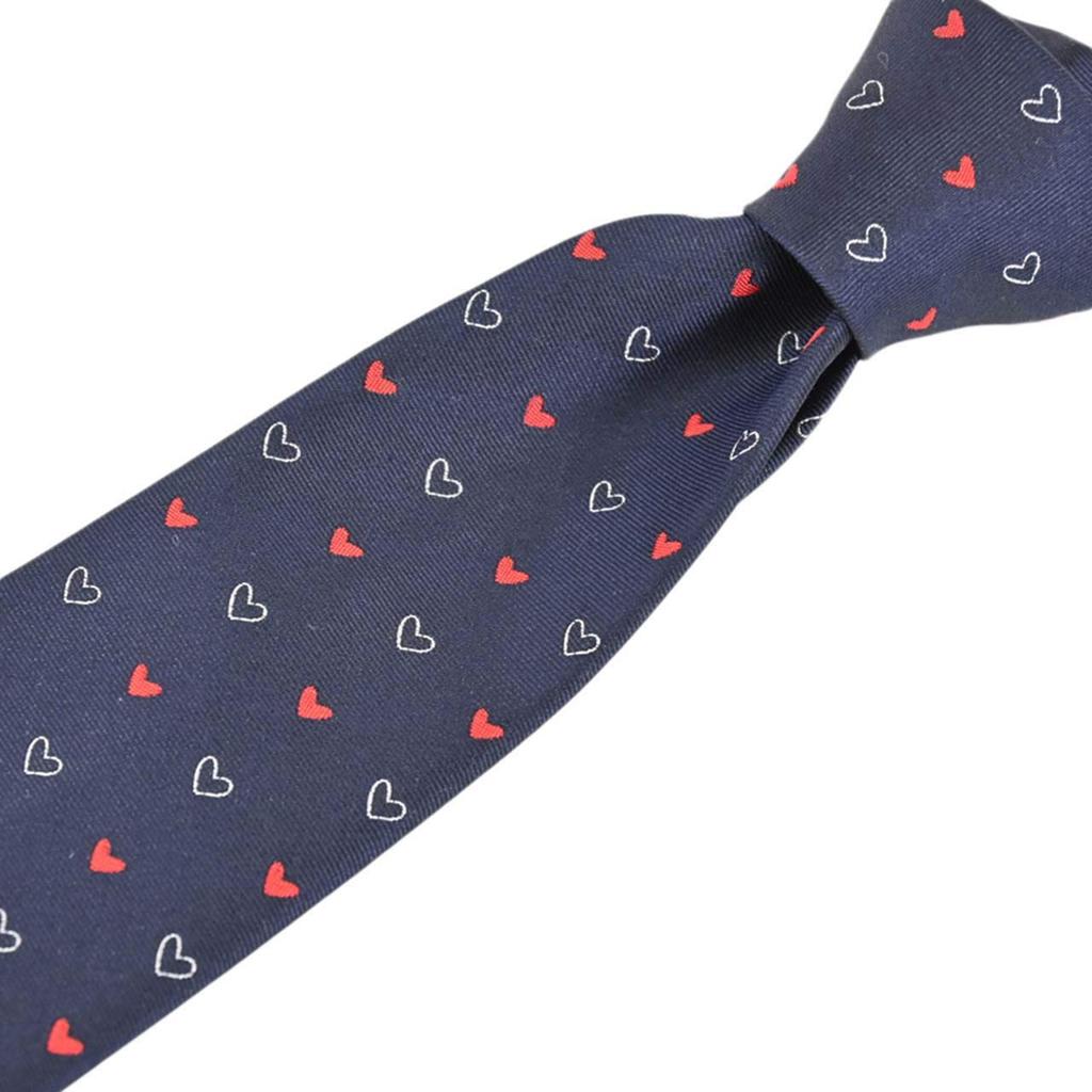 Paul Smith Brand Name Tie Heart Pattern Tie, (8cm Wide), (Navy/Red (PS140)) [Used]