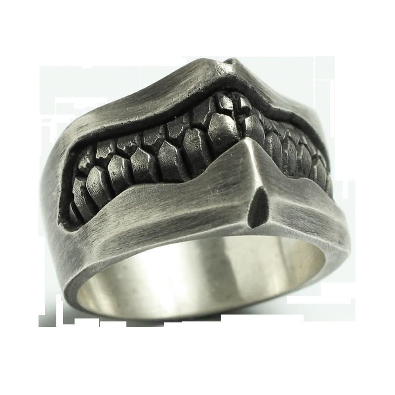 Adjustable Open Ring Men Women Vintage Punk Geometric Tooth Design Plated Retro Statement Jewelry