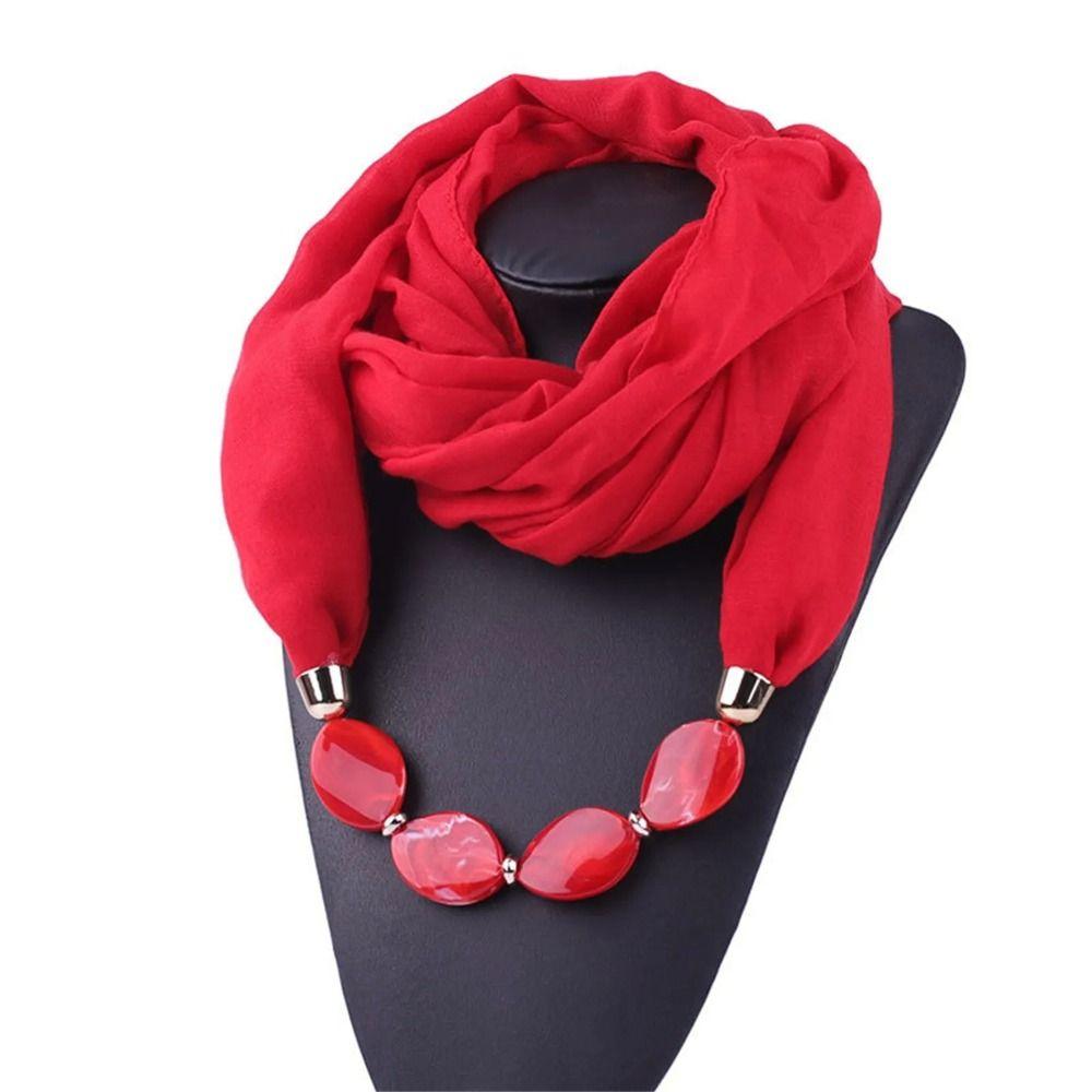 1Pcs Cotton Linen Women Scarf Resin Pendant Head Scarves  Costume Bead Decoration Accessories