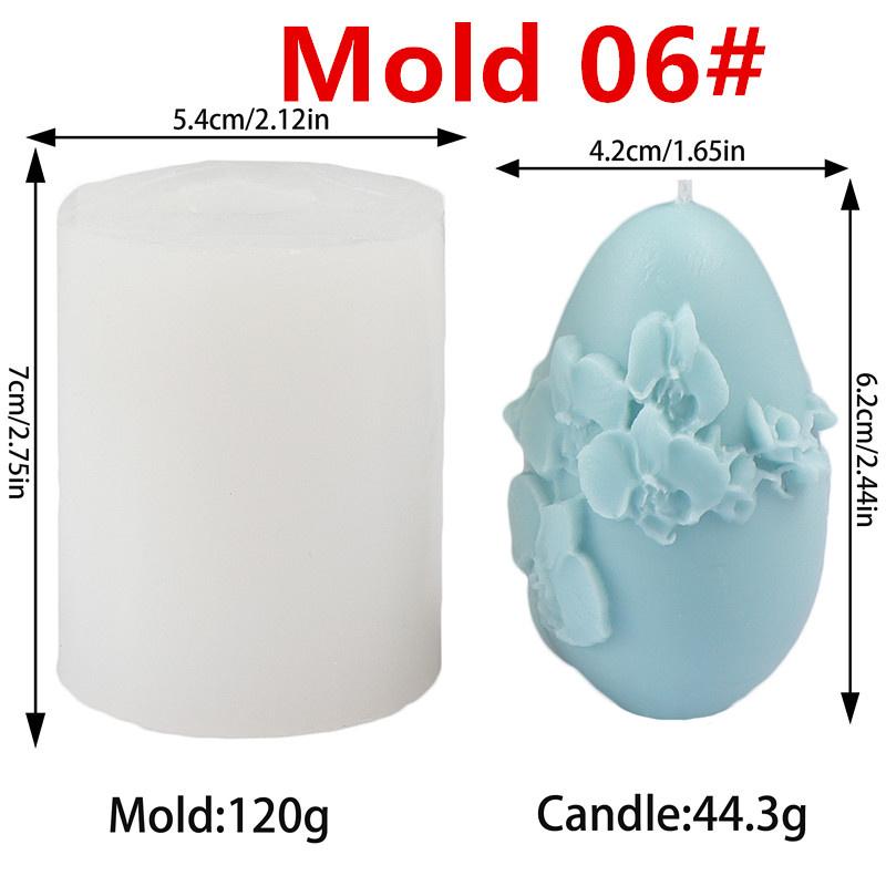 3D Easter Egg Silicone Candle Mold DIY  Rose Sunflower Phalaenopsis Patterns Easter Egg Candles Gypsum Home Decor Gift