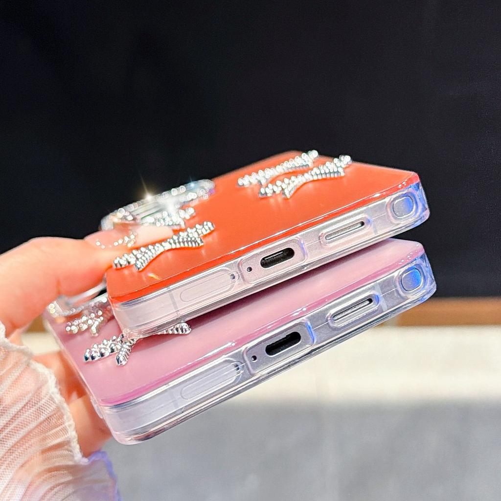 Applicable To Samsung S26ultra Korean IMD Mobile Phone Case Electroplated Bow S26FE Star Diamond A27 Anti-drop Protection