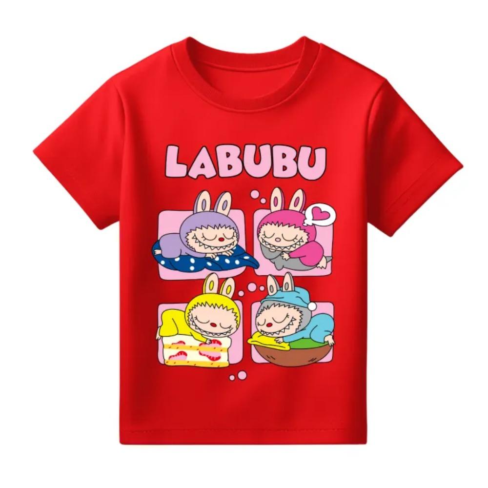 Summer Popular Children's T-shirt Clothing Labubu Printed Girls Round Neck Short Sleeved Casual Variety of Colors To Choose From
