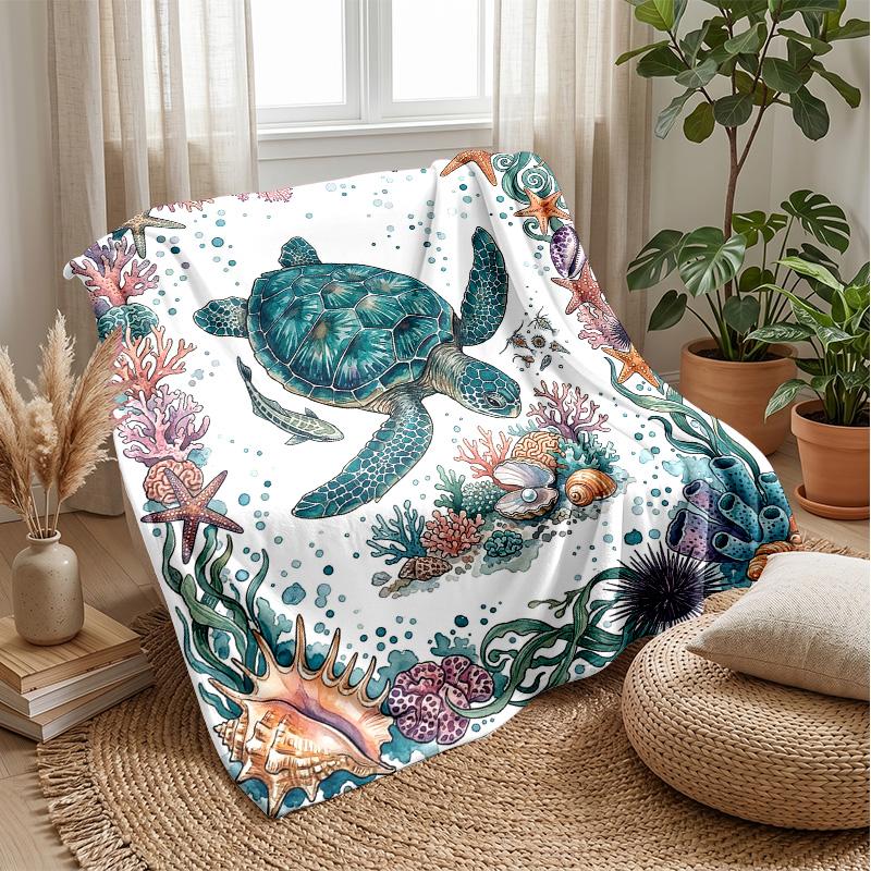 Ocean Life Exploration Theme Blanket Lightweight Warm Flannel Blanket Decorative Throw Blanket for Home Decoration