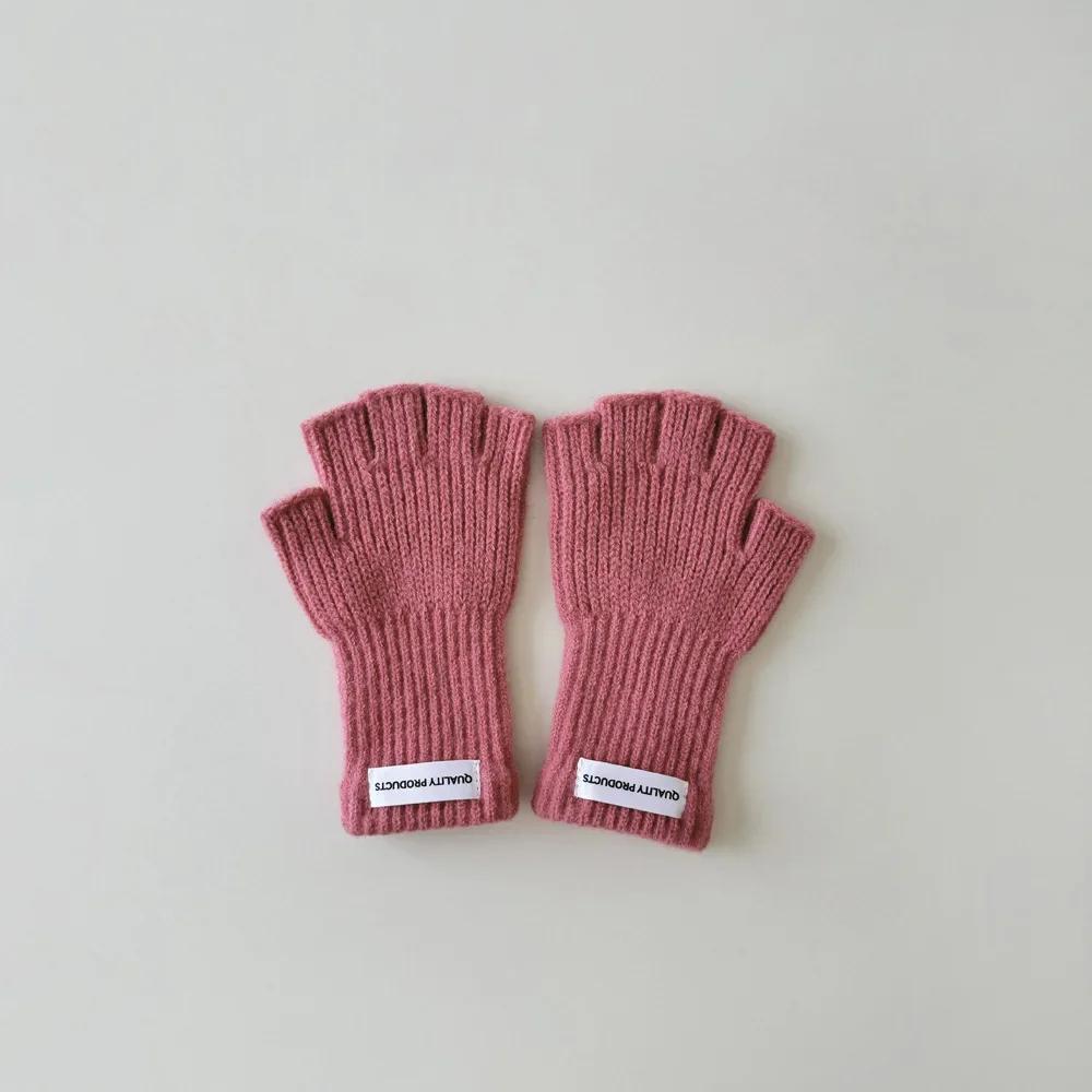 1 Pair Warm Wool Furry Kids Glove Candy Color Fashion Fingerless Glove for Children Boy Girl Autumn Winter Plush Knitted Glove