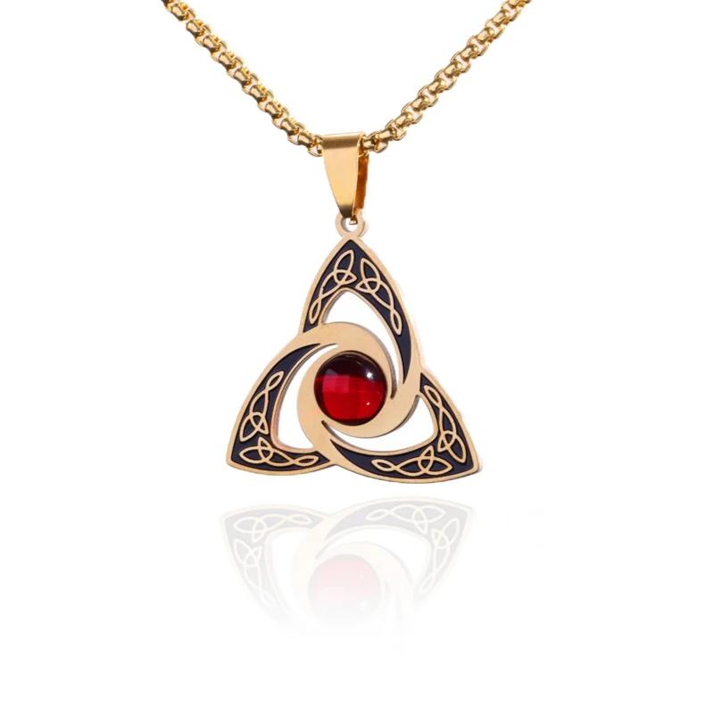 Silver Stainless Steel Witch Knot Pendant Necklace Celtic Knot Lucky Jewelry Christmas Gift for Friends Family