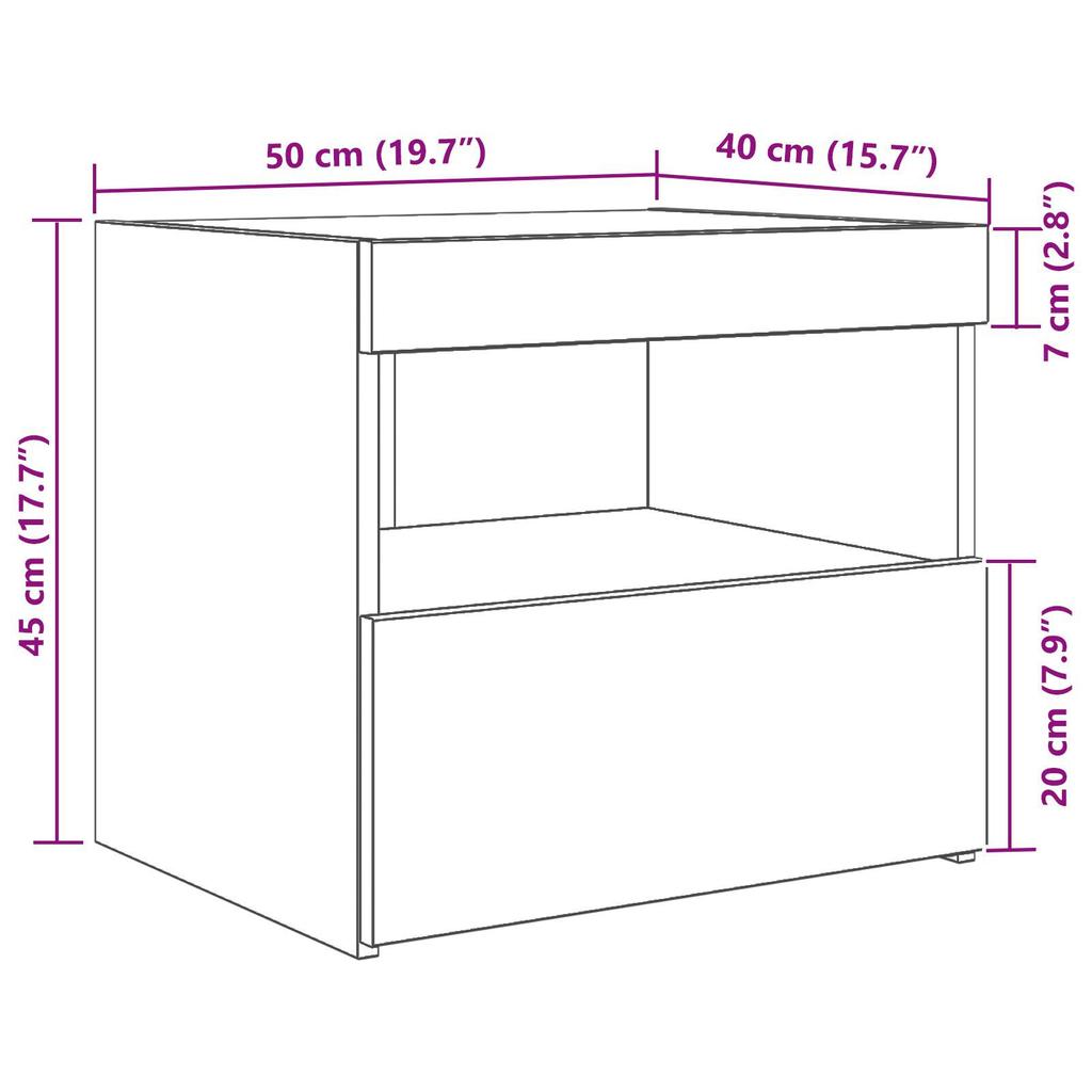Minimalistischer Nachttisch, Nachttisch mit Schublade, Beistelltisch neben dem Sofa, 50x40x45 cm