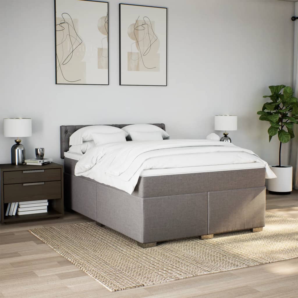Vidaxl Letto Continentale Con Materasso, Taupe, Tessuto, 140X190 Cm