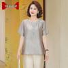 Middle-Aged Women's Plus Size Cotton Linen Summer Top Set