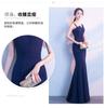 Slant shoulder long dress 8 new noble elegant sexy long fishtail red wedding evening dress women's dress