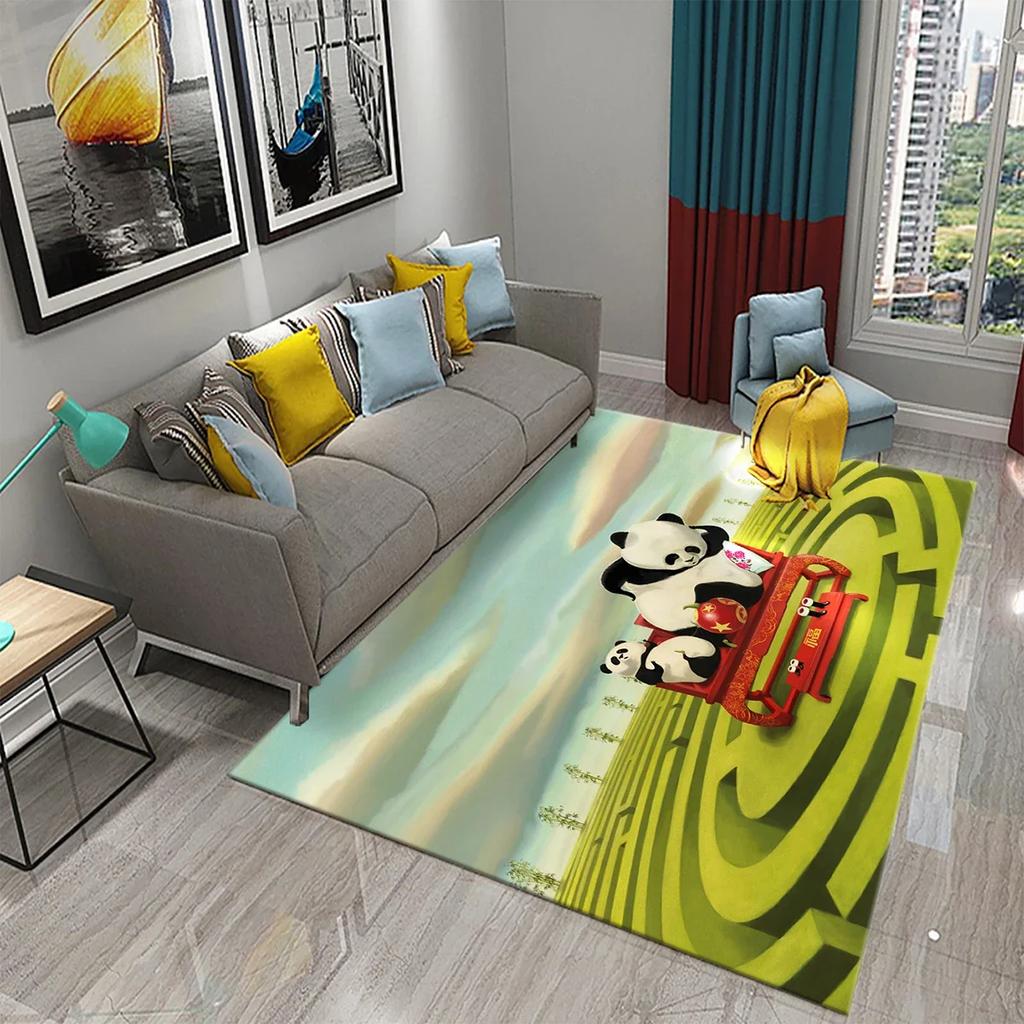 3D Cartoon Cute Panda Carpet Area Rug for Living Room Bedroom Bathroom Kitchen Decor Kid Play Crawl Soft Non-slip Floor Mat Gift