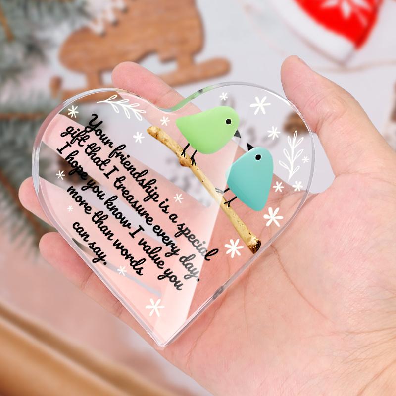 Friendship Gift | 'Your Friendship Is A Special Gift' Acrylic Decorative Sign & Plaque, Cute Bird Design, Snowflake Design, Multipurpose Tabletop Dis
