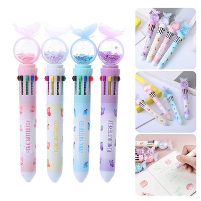 Mehrfarbiger Stift, Cartoon-Kugelschreiber, 10 Farben in 1, Schreibstift, reibungsloses Schreiben für Schüler und Erwachsene, Schreiben und Tagebuchschreiben