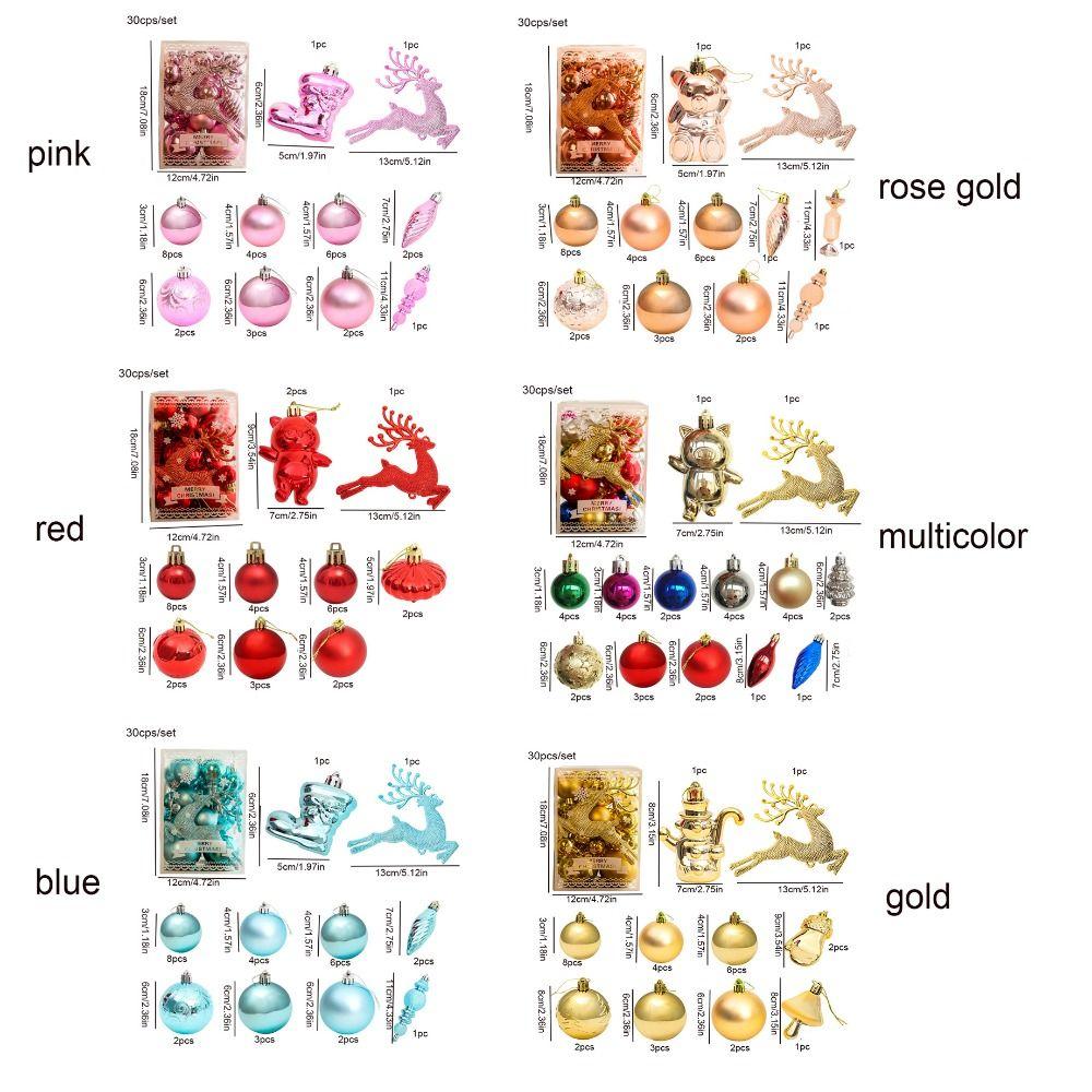 30pcs/set Decorative Christmas Glow Ball Decoration Hanging Christmas Tree Ball Pendant  Holiday
