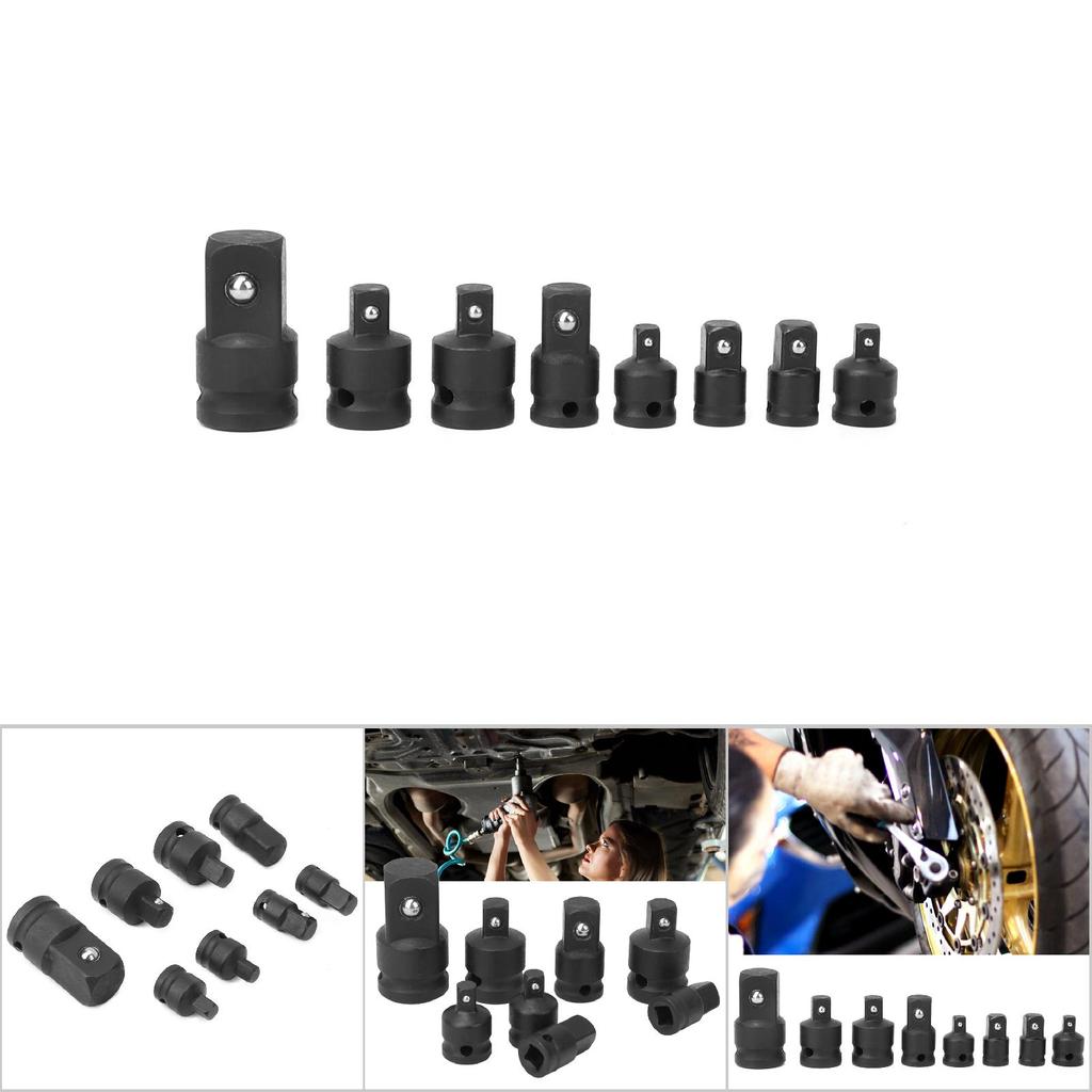 8 Stück Schwarz Stecknussadapter Reduzierstück CRV Schlagschrauber Konverter Set