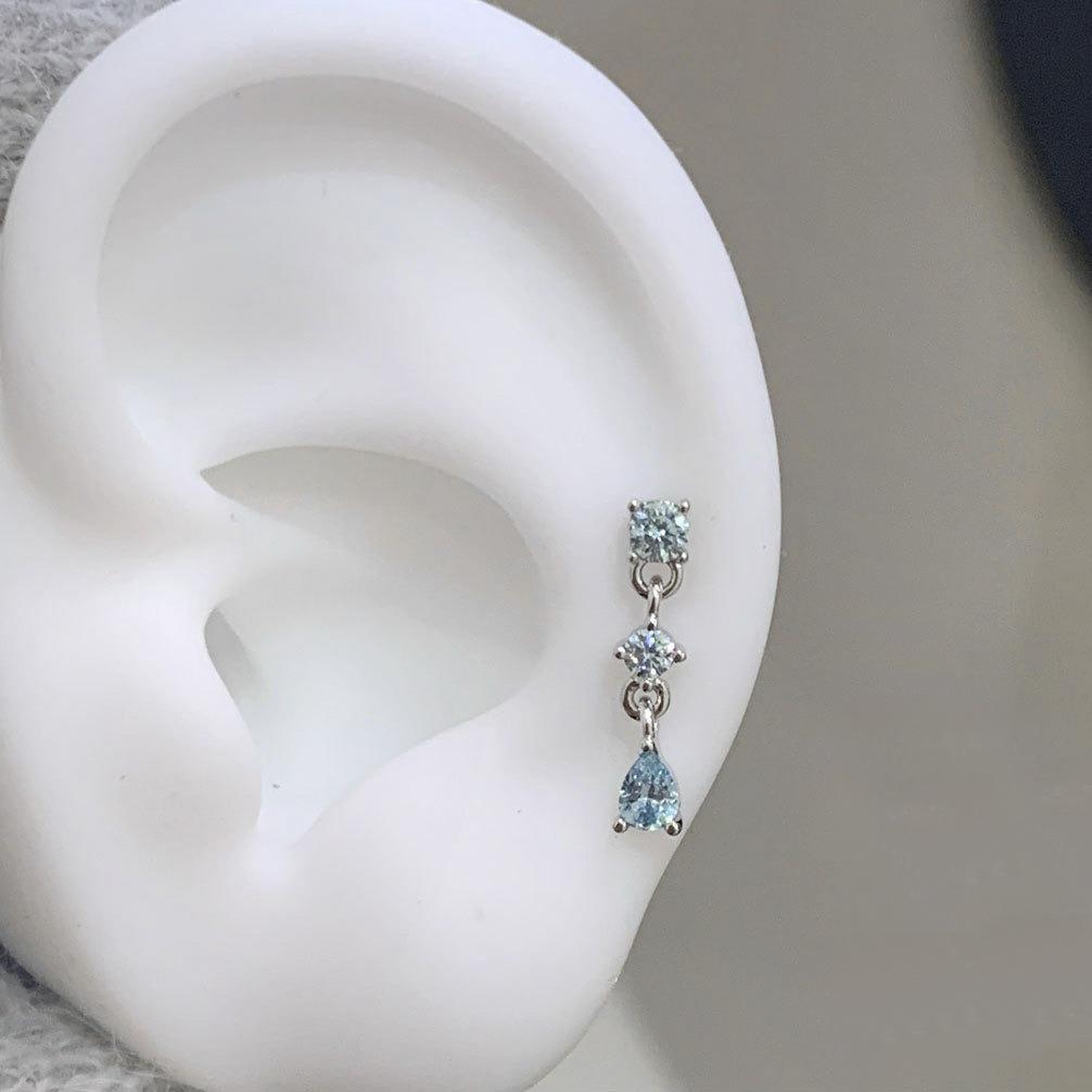 Star Chain Small Zircon Hoop Earrings for Women Stainless Steel Ear Bone Nail Earring New Trendy Body Piercing Accessorie
