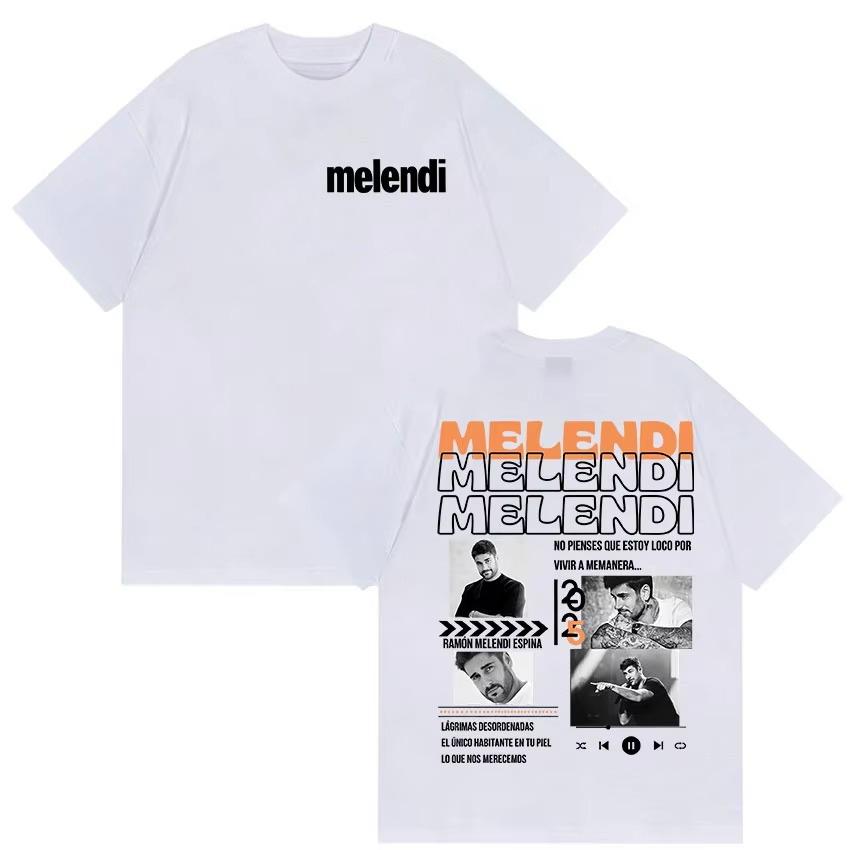 Rapper Melendi Album 2025 Merch Graphic T Shirt Mens Hip Hop Gothic Short Sleeve Tshirts Clothing Fashion Retro Cotton Tshirt