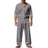Men's All-season Linen Casual Two-piece Set: Loose-fitting, Comfortable and Breathable, Long-sleeved Top and Trousers