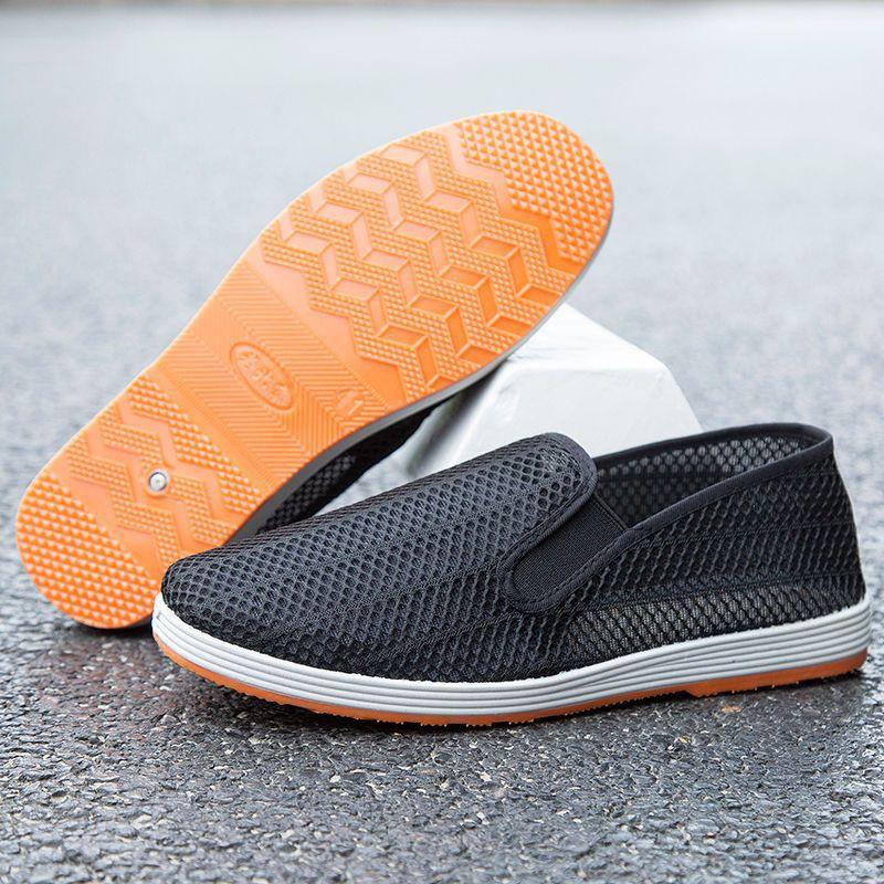 

Парусиновые туфли Old Beijing Прогулочные туфли для людей среднего и пожилого возраста Мужские утолщенные подошвы из говяжьих сухожилий Одна педаль Легкие одинарные туфли 39