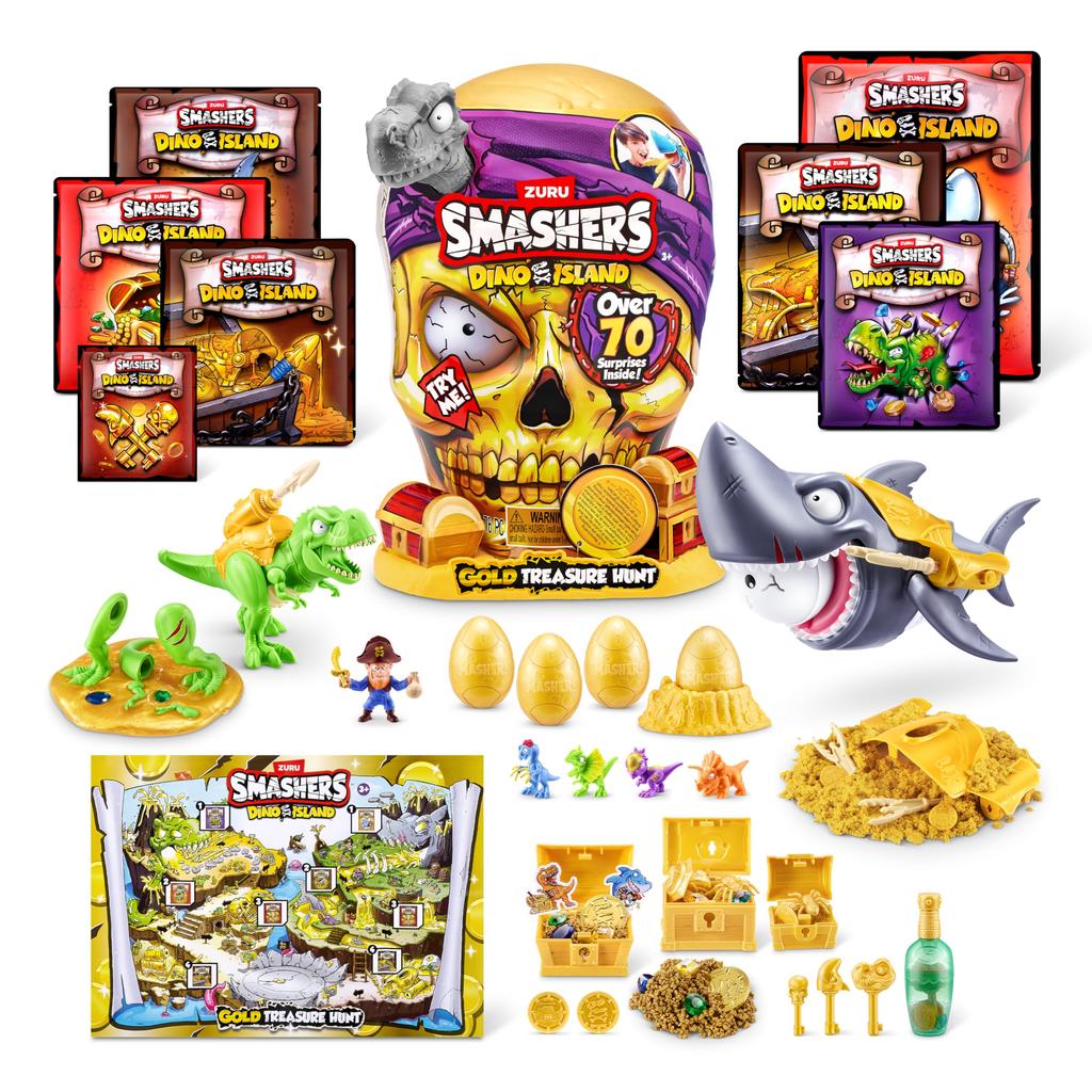 Smashers Dino Island Gold Treasure Hunt (Gray) by ZURU, a Treasure Hunt Themed Toy, Interactive Toy, and Collectible Toy for Kids and Teens