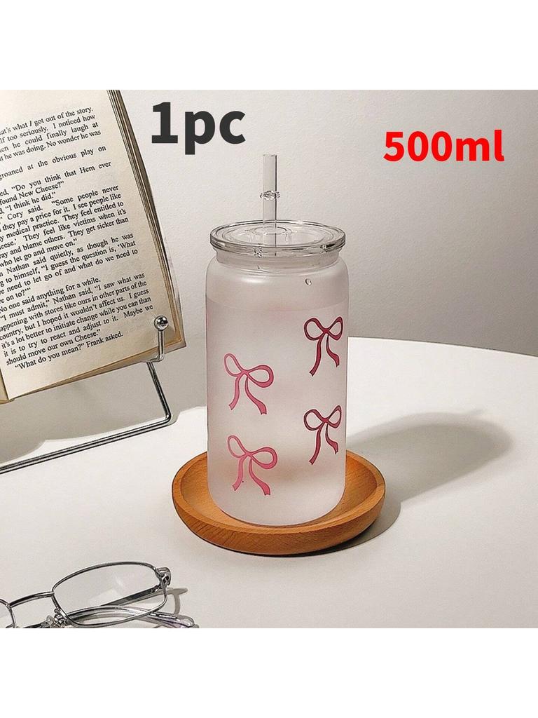Girl Bow Celebrity Plastic Cup Heat-Resistant Coffee Milk Cup Cute High Beauty Frosted Straw Cup Casual Office Home Casual